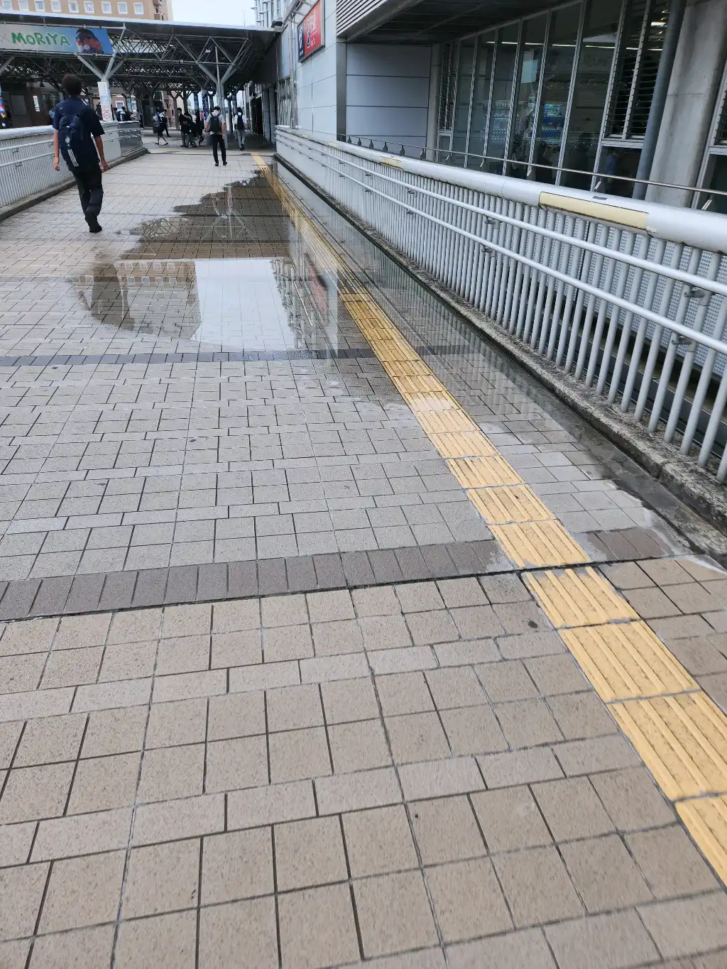 守谷駅歩道の水たまり